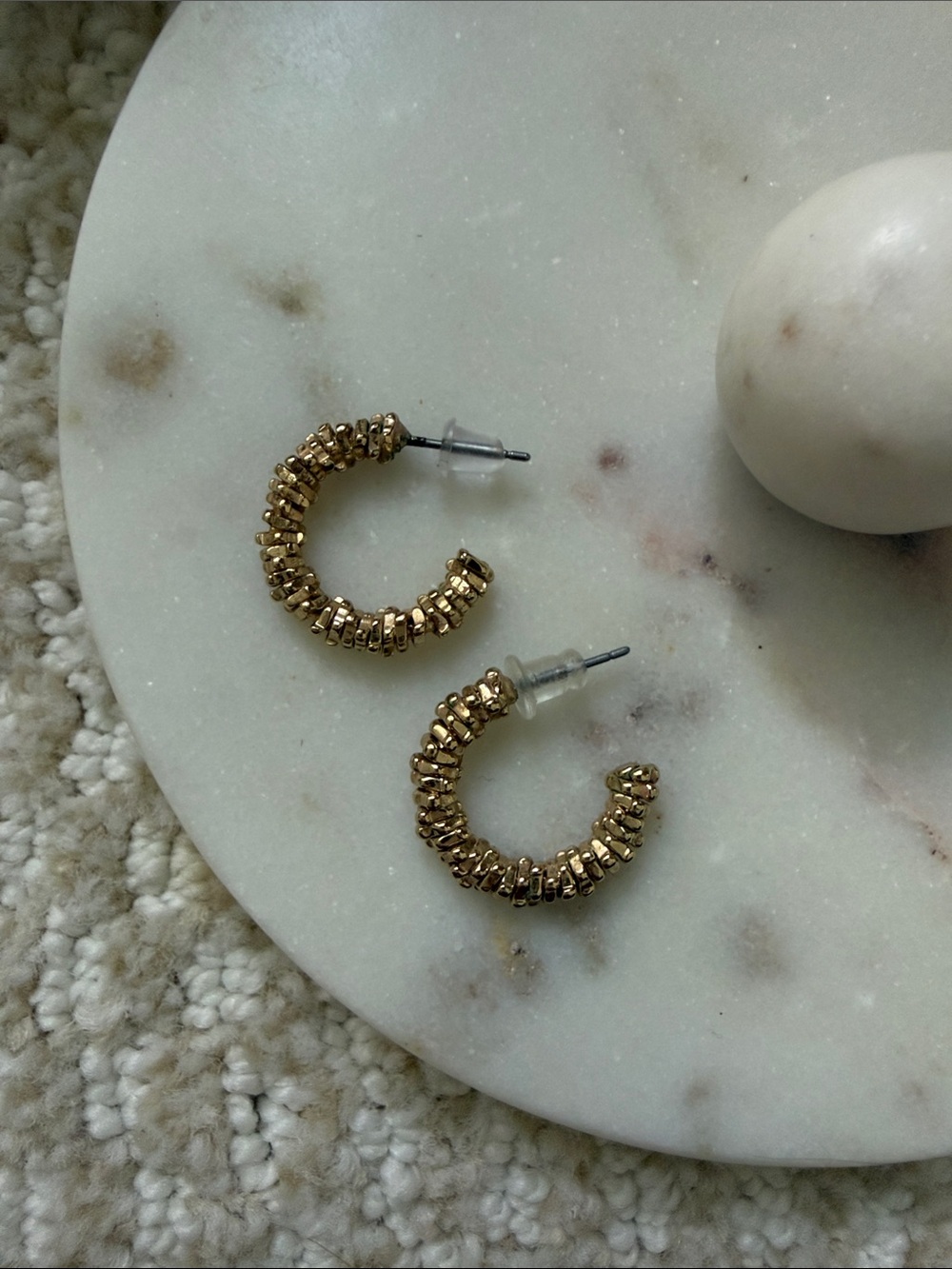 Francesca's Collections Gold Beaded Mini Hoop Earrings